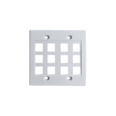 Cable Wholesale Keystone Wall Plate, White, 12 Port, Dual Gang 301-12K-W